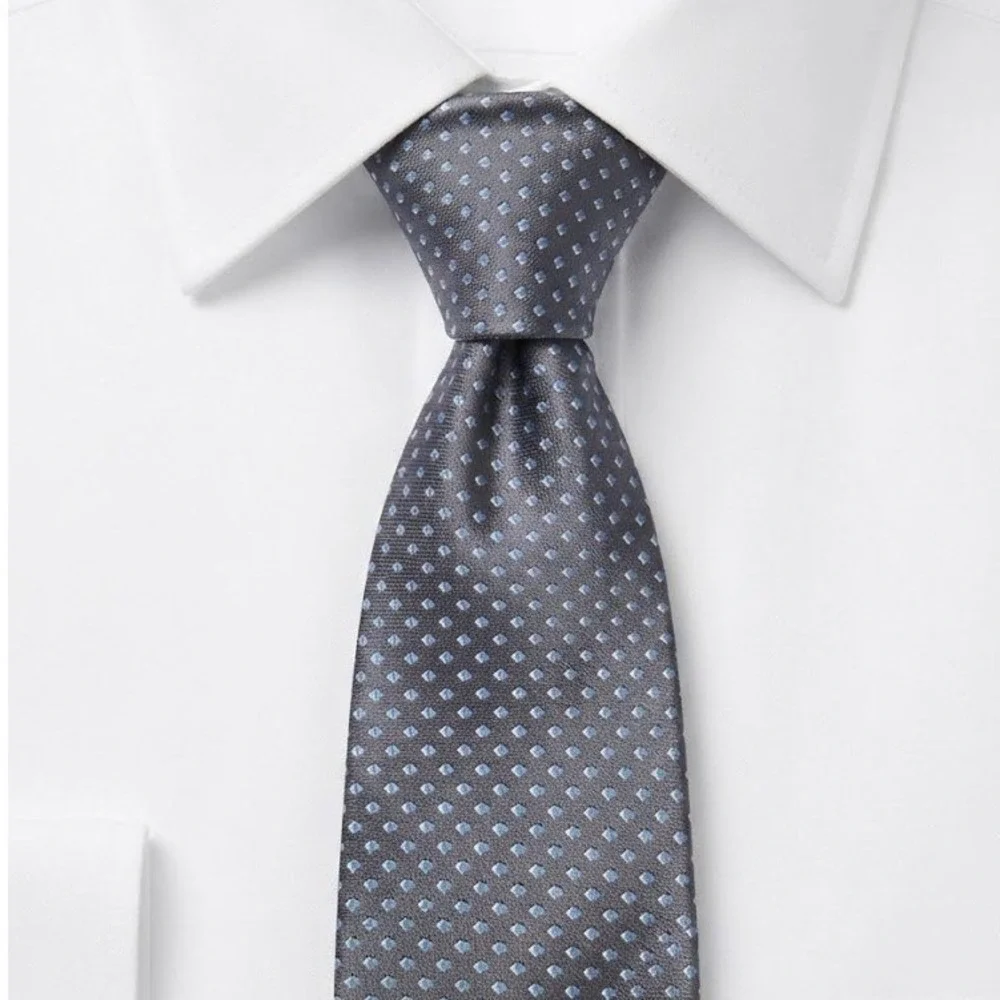 Bruno Marchesi Silk Tie Mens Black Blue Square Dot Hand Made 3.5x59 - CJ